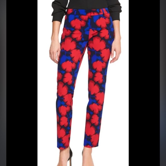 Banana Republic Pants - Banana Republic Ryan floral poppy sateen slim pants